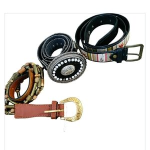 Vintage Leather Belt Bundle Of 3 Cowboy Boho Western Tribal Ethnic
